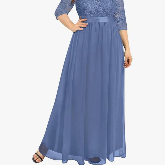 CHIFFON & SEQUIN A-LINE Ñ GOWN DRESS Plus Size Style Lace New 2025 - Picture 8 of 12